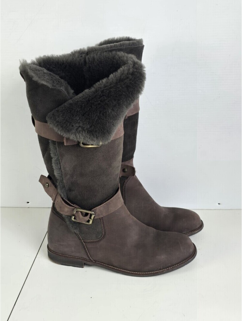 EMU Australia Sheepskin Knee High Boots HI HIPPER Chocolate Womens Brown Suede 9